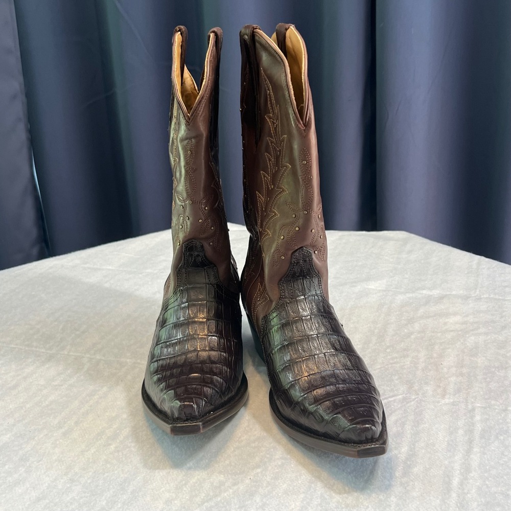 NEW Rujo Women's 9M Kelli Caiman Crocodile Leather Snip Toe Boots RBWE08-02 NOS